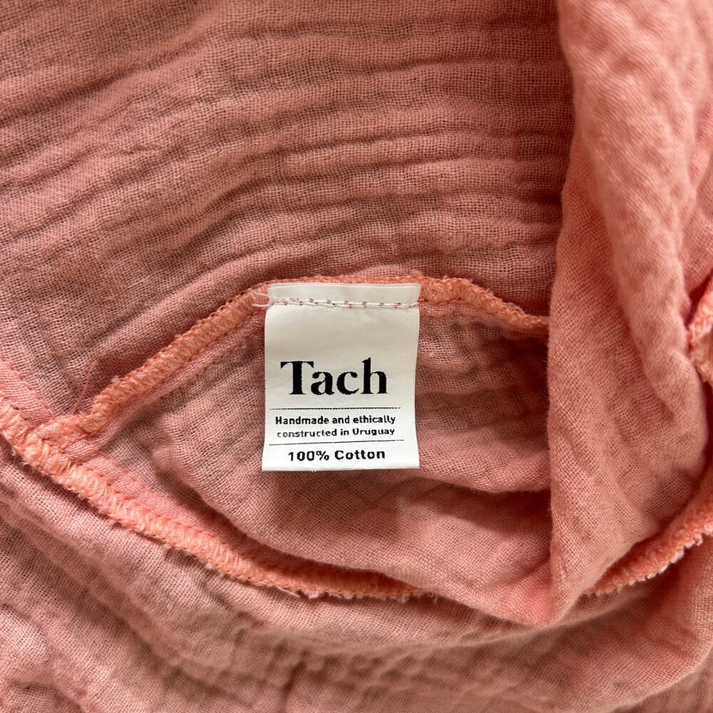 Tach Larina Embroidered Linen Cotton Top Puff Sleeve Peach Pink - Picture 11 of 16